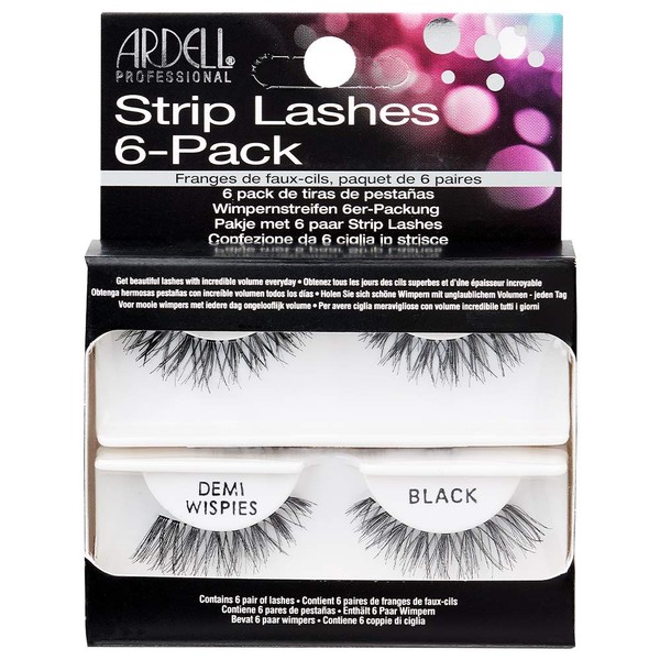 Ardell False Eyelashes Strip Lashes Demi Wispies Black, 1 pack (6 pairs per pack)