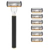 Men's Safety Razor Long Handle Stainless Steel, Double Edge Blades