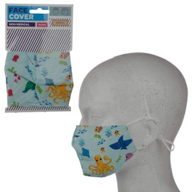 Reusable Face Covering - Non Medical - Size Small (Age 4-12 - 20cm x 11cm) Twin Pack (Sealife Splosh)