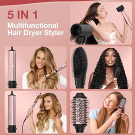 5 in 1 High-Speed Hot Air Styler - Professional Frizz-Free Hair Dryer Brush, Fas