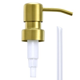 AUNRGO Gold Soap Dispenser Pump Replacement - Brushed Finish 304 Stainless Steel Hand Liquid Soap and Lotion Dispenser Pumps Replacement for Regular Mouth Bottles, Standard 28/400 Neck Size