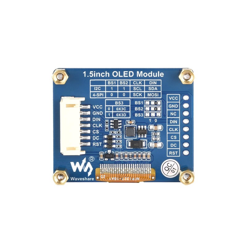 Waveshare 1.5inch OLED Display Module 128x128 Pixels 16-bit Grey Level