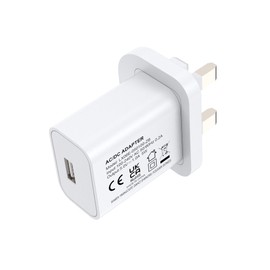 YIMINGOUFEI USB Wall Charger, UK Plug, 5V 1A 5W, White, Nickel-Plated Pins, Universal Input 100-240V