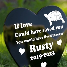RED OCEAN Tortoise Memorial Outdoor Garden Grave Stake - Pet Memorial Decorations For Garden or Grave - Black Acrylic Weatherproof Grave Marker - Memorial For Tortoise
