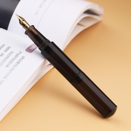 SIPLIV Majohn Wancai Mini Fountain Pen Pocket-Size Travel Pen Iridium Fine Nib Fountain Pen with 3 Pen Nibs, Short Size Eyedropper and 20 Black Ink Cartridges - Black