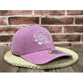 ZKFE Best Aunt Ever Hat for Women, Gift for Auntie, Cool Baseball Cap, Washed Pink Denim Dad Hat Adjustable Cotton Snapback Hat