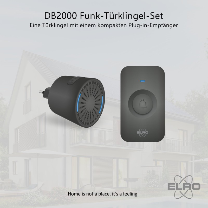 ELRO DB2000 Wireless Doorbell Set - with Compact Plug-In Receiver