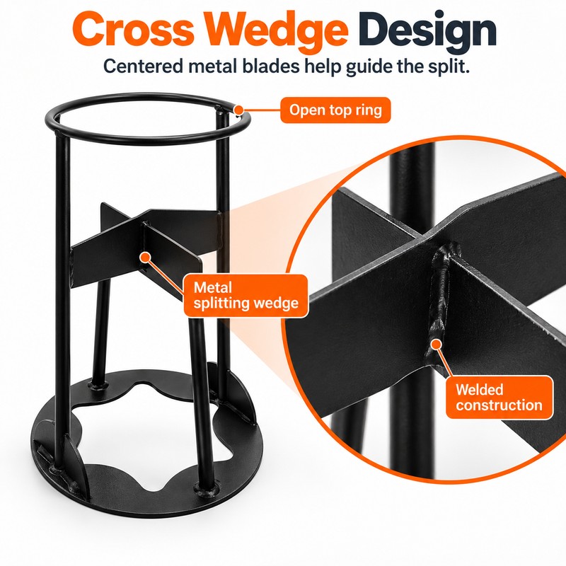 Iron Firewood Splitting Wedge for Home Wood Prep – Portable