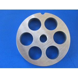 Stainless steel meat grinder disc size #22 with LARGE grind holes Plate is 3 3/16" diameter for electric size #22 meat grinders from LEM, Cabelas, Hobart, Biro, others.