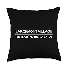 Larchmont Village Neighborhood Latitude Longitude Larchmont Village Los Angeles Coordinates Throw Pillow, 18x18, Multicolor