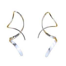 Earrings for Women Spiral threader earrings 925 sterling silver earrings hand bent dangle earrings for women，suitable for gift giving, perfect for your birthday party, Christmas, gift giving.