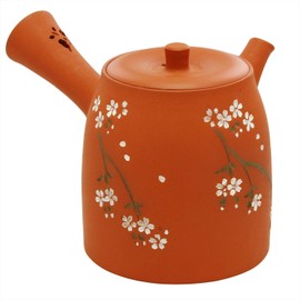 Tokoname Ware Y10 Aomine Vermilion Kudokiri Cherry Blossom Inka Teapot, 6.7 fl oz (190 ml), Tea