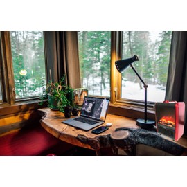 Flame Effect Mini-Fireplace Heater, Red