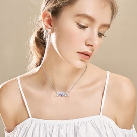 SILVERCUTE Mothers Day Gifts from Daughter Heart Chain Necklace Women Cubic Zirconia June Birthstone Jewellery Sterling Silver