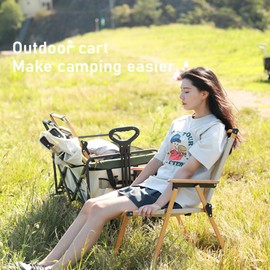 Folding Wagon, Collapsible Wagon Garden Cart Heavy Duty with All-Terrain Wheels, Outdoor Utility Foldable Beach Wagon for Camping Shopping Sports