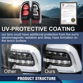 PIT66 LED Tail Lights Assembly, Compatible with Toyota Tacoma 2005-2015 Rear Lamp Left Driver And Right Passenger Side Clear Lens Black Housing w/White Light Bar
