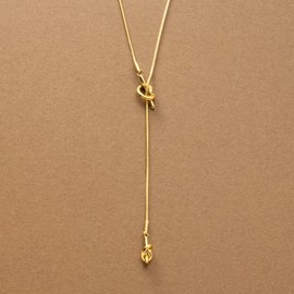 Cream Dot Necklace, Women's, Popular, Hypoallergenic, Stainless Steel, Long, Lariette, Surgical Stainless Steel, Knot, Snake Chain