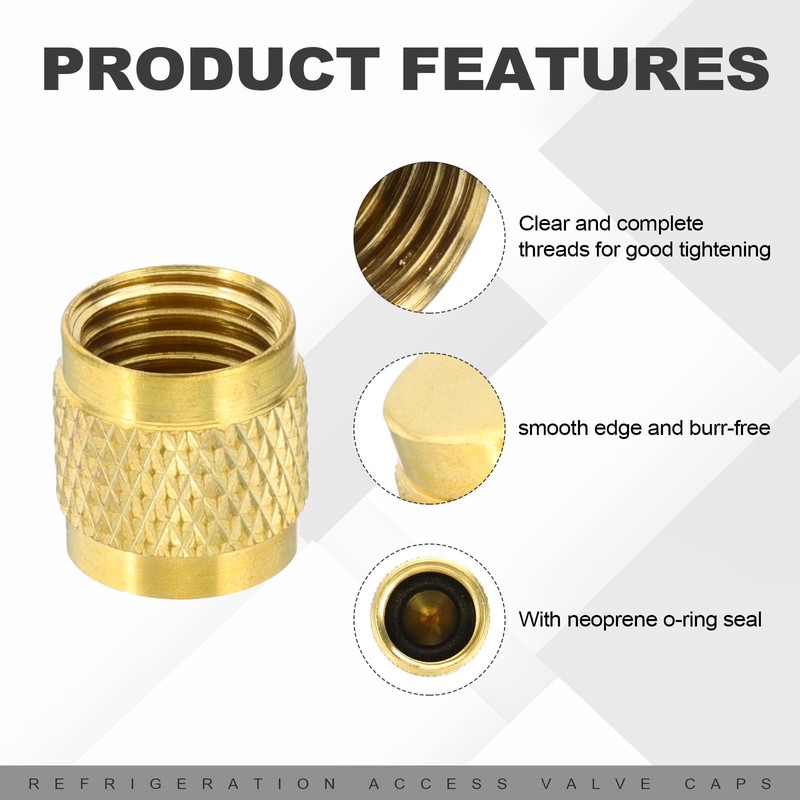 PATIKIL 1/4" SAE Service Access Valve Caps 60 Pack Refrigeration