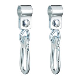 Relaxdays Swing Hooks with Carabiners, Set of 2 Cuff Hooks, 25 mm, Swing Attachment, Stainless Iron, Silver