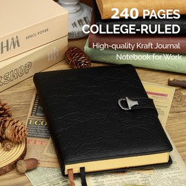 Hoci Poci Journal for Men, Vintage Leather Diary for Writing, A5 240 Kraft Pages College Ruled Notebook, Personal Planner Organizer Gift (Grayish Green)