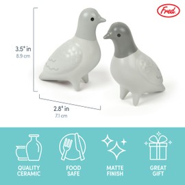 Genuine Fred CLAY PIGEONS, Ceramic Pigeon Salt and Pepper Shakers