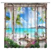 JIRGIXA Ocean Beach Shower Curtain Nature Scenery Landscape Tropical Palm