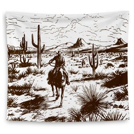QGFM Vintage Wild West Desert Landscape Tapestry, 50x60 Inches - Perfect for Bedroom or Living Room Decor