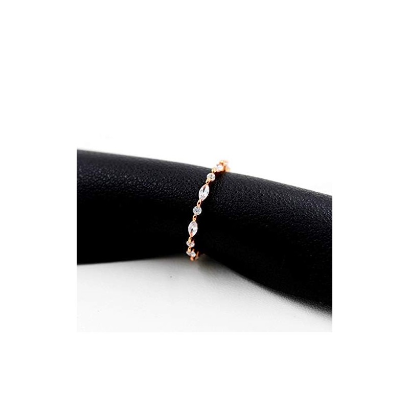 Rose Gold Plated 925 Sterling Silver CZ Simulated Diamond Stackable