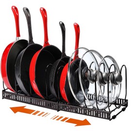 Estante de Ollas, MCSWSEE Organizador de Sartenes y Ollas Movible y Retráctil de 2 en 1, Organizador de Ollas y Sartenes para Cajon de 7 Capas,...    