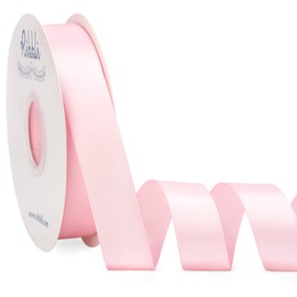 Ribbli Light Pink Satin Ribbon Double Faced Satin 1 inch x Continuous 50 Yards-Light Pink Ribbon for Gift Wrapping Crafts Wedding Decoration Bows Bouquet Floral Arrangement
