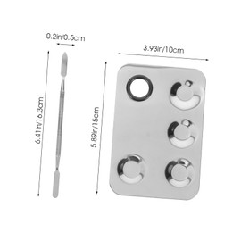 TOVINANNA 1set Makeup Mixing Plate with Spatula Stainless Steel Foundation Blending Tray for Cosmetic Color Mixing Portable Kit for Easy Use and Nail Pigment Blending