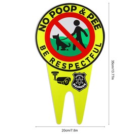 ‎Betinyar 2 Pieces 13.8 x 7.8 Inches No Pooping Dog Signs with Stake Glow in The Dark, Be Respectful Sign for Stopping the Dog from Pooping or Peeing on the Lawn (Yellow)