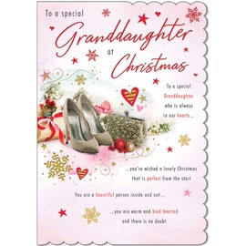 Piccadilly Greetings Traditional Christmas Card Granddaughter - 9 x 6 inches