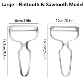 2Pcs Kitchen Speed Peeler, Stainless Steel Y-Shaped Potato/Vegetable/Fruit Peeler with Sharp Serrated Blade, Easy to Clean, Silver, 14.8cm x 10cm