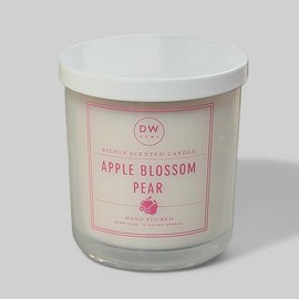 Generic Hand Poured, Richly Scented Apple Blossom Pear Candle, White Jar, White Tin Lid, Single Wick