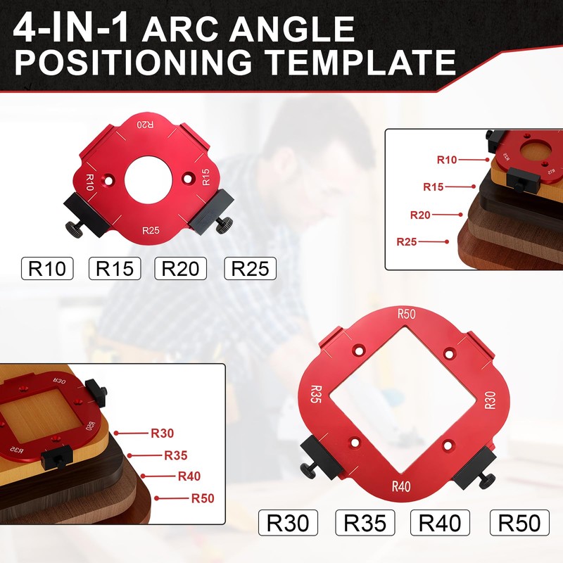 Pack of 2 Red Router Jig Radius Stencil, Milling Template,