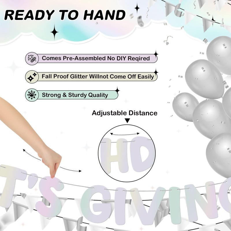 Fulmoon Pre Strung It's Giving Birthday Banner Sparkle Banner Birthday