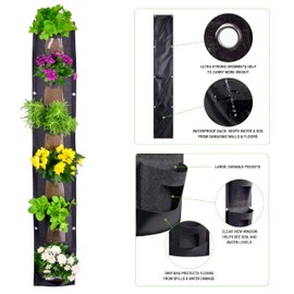 CHARGUY Hanging Planter Bags, Vertical Garden Planter Wall Gardening Grow Bag, 6 Pockets Large Wall Planter - Indoor Outdoor Plants Flowers Herbs, Waterproof Reusable 1 Planter Plant Wall