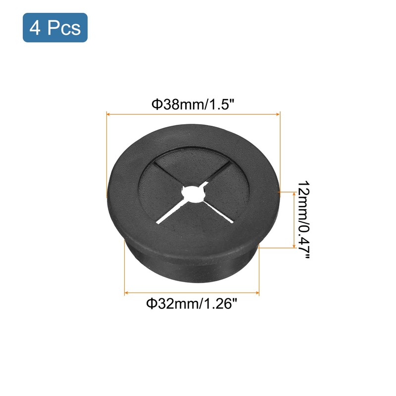 uxcell 4 Pcs Cable Cord Grommet, 1-1/4 Inch (32mm) Desk