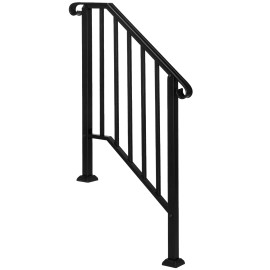 Outdoor Furniture Matte Black Outdoor 2-Step Iron Handrail Blacksize: one size