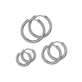 Fly Style 1 Pair Classic Stainless Steel Folding Hoop Earrings, Stainless Steel
