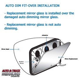 Mirror Glass Replacement + Silicone Adhesive for 1998-2007 Lexus LX470 Passenger Side - Fits Self Dimming Mirror Option (1999 2000 2001 2002 2003 2004 2005 2006 98 99 00 01 02 03 04 05 06 07)