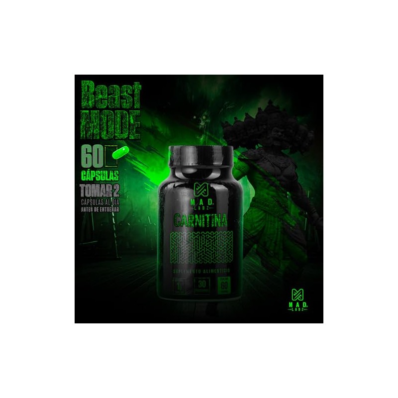MAD LABZ - Carnitina 60 Cápsulas 500mg Sin Sabor