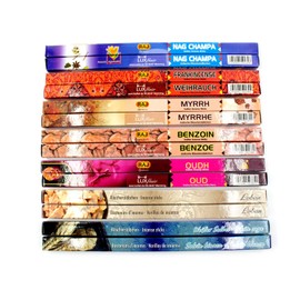 Classic Incense Stick Set, Classic Bundle with 7 Different Varieties, Indian Incense Sticks, 14 Packs of 8 Sticks, Intense and Strong Fragrances, Tasting Set, Gift Set