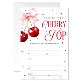 ZYQFN 20 Cherry Baby Shower Invitations, for Girls (045)