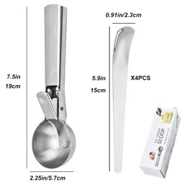 Premium Ice Cream Scoop Set,Ice Cream Scoop with Trigger,Ice Cream Scooper,Ice Cream Spoon,Heavy Duty Metal Icecream Scoop Spoon Dishwasher Safe,Icecream Scoop Spoon Perfect for DIY Fruit,Cookie