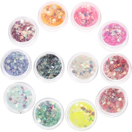 DOITOOL Purpurina Líquida Corporal y Gel De Brillo 12 Colores Caja, Gel De Lentejuelas Brillantes Para Rostro y Uñas, Multiusos, Segura Para Piel, Maquillaje De Fiesta y Carnaval