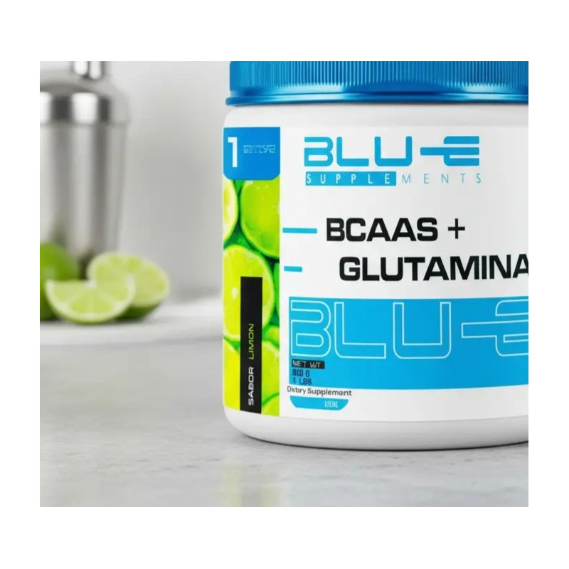 Bcaas Glutamina Blu-e 500g 25 Servicios Varios Sabores
