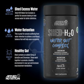 Applied Nutrition Shed H20 Water Out - ABE All Black Everything Water Out Complex, Help to Shed Excess Water, Perfect for Bodybuilding Athletes, 180 Capsules - 30 Servings