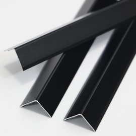 Coengwui Aluminum Corner Guards, Peel and Stick L-Shaped Molding Trim for Wall Table Door Frame Protection and Decoration (Matte Black, 3Pcs x 4.26ft x 0.8in)